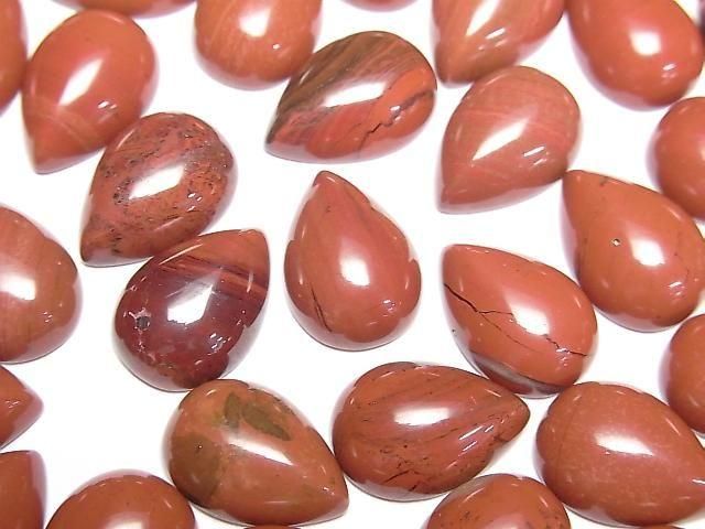 Red Jasper Pear Shape Cabochon 14x10mm 3pcs