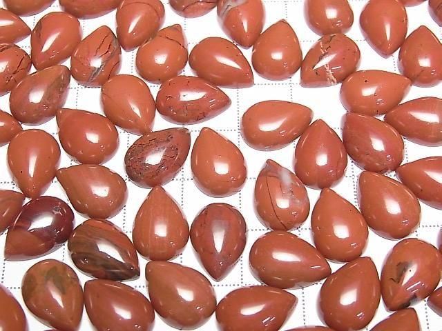 Red Jasper Pear Shape Cabochon 14x10mm 3pcs