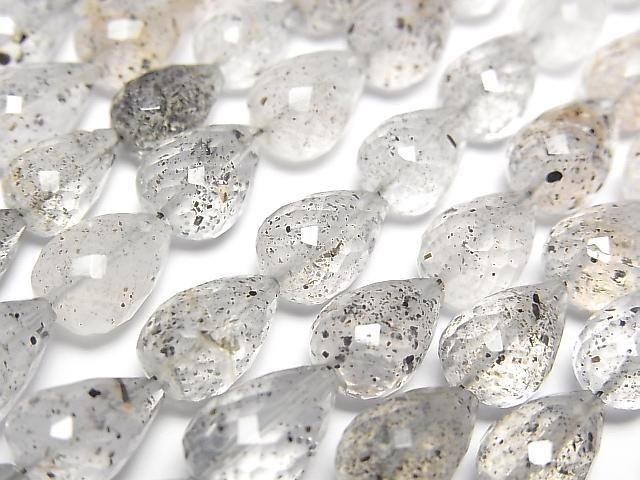 Mica in Quartz Vertical Hole Faceted Drop 10x7x7mm half or 1strand beads (approx. 7 inches/18 cm)