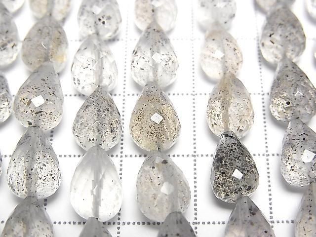 Mica in Quartz Vertical Hole Faceted Drop 10x7x7mm half or 1strand beads (approx. 7 inches/18 cm)