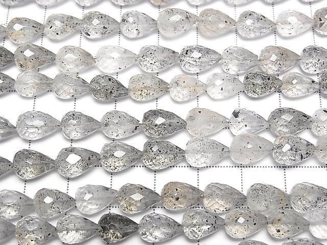 Mica in Quartz Vertical Hole Faceted Drop 10x7x7mm half or 1strand beads (approx. 7 inches/18 cm)