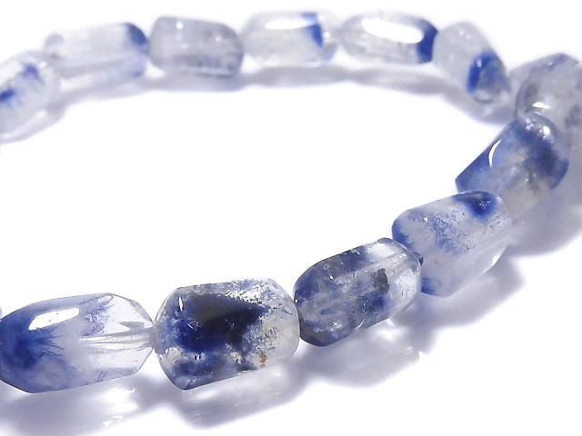 Dumortierite in Quartz Faceted Nugget 1strand beads (Bracelet) NO.6 [One of a kind]