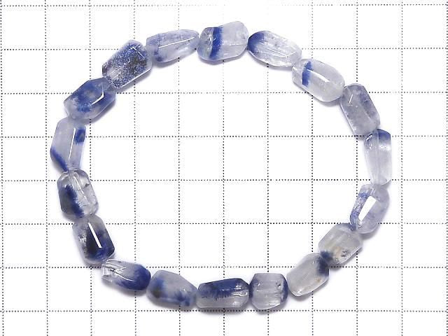 Dumortierite in Quartz Faceted Nugget 1strand beads (Bracelet) NO.6 [One of a kind]