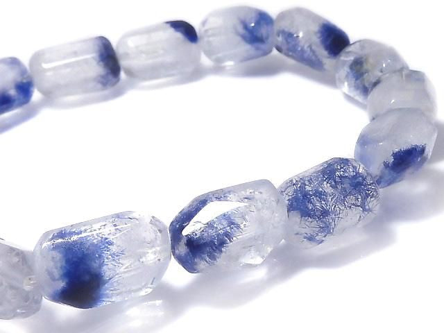 Dumortierite in Quartz Faceted Nugget 1strand beads (Bracelet) NO.9 [One of a kind]