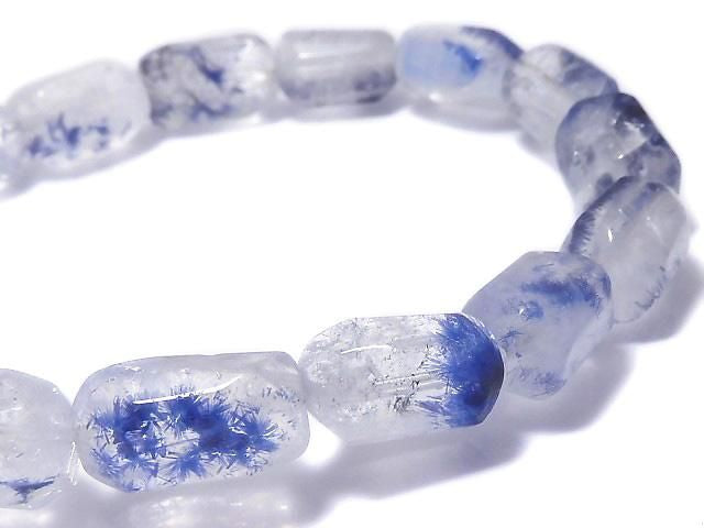 Dumortierite in Quartz Faceted Nugget 1strand beads (Bracelet) NO.10 [One of a kind]