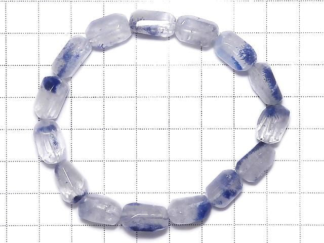 Dumortierite in Quartz Faceted Nugget 1strand beads (Bracelet) NO.10 [One of a kind]