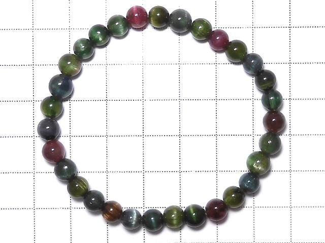 Top Quality Tourmaline Cat's Eye AAAAA Round 6mm 1strand beads (Bracelet) NO.1 [One of a kind]
