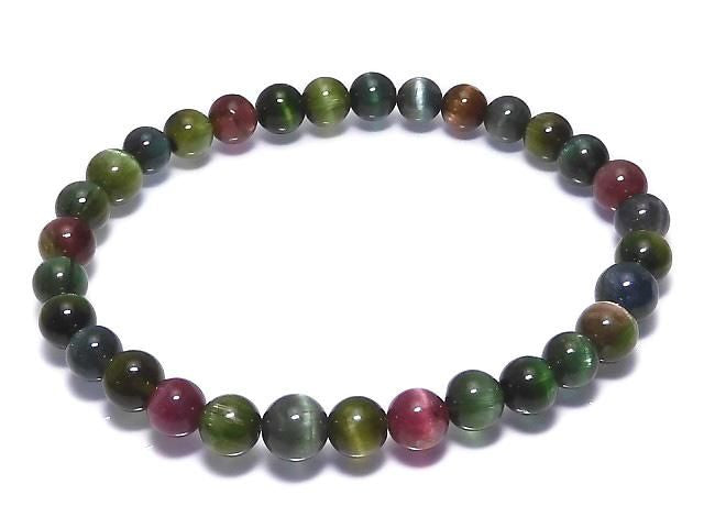 Top Quality Tourmaline Cat's Eye AAAAA Round 6mm 1strand beads (Bracelet) NO.1 [One of a kind]
