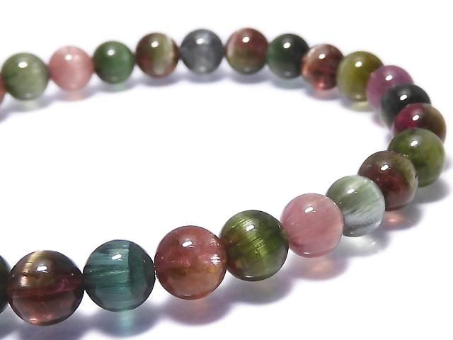 Top Quality Tourmaline Cat's Eye AAAAA Round 6mm 1strand beads (Bracelet) NO.2 [One of a kind]