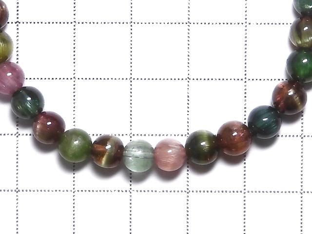 Top Quality Tourmaline Cat's Eye AAAAA Round 6mm 1strand beads (Bracelet) NO.2 [One of a kind]