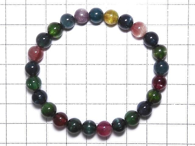 Top Quality Tourmaline Cat's Eye AAAAA Round 7.5mm 1strand beads (Bracelet) NO.4 [One of a kind]