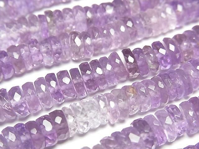 High Quality Amethyst AA++ Faceted Button Rondelle 7x7x2.5mm Color Gradation half or 1strand beads (aprx.7inch/18cm)