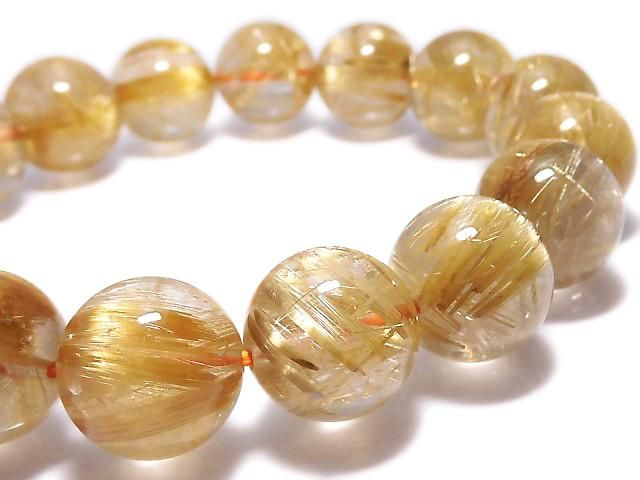 Rutilated Quartz AAAA Round 12.5mm 1strand beads (Bracelet) NO.501 [One of a kind]