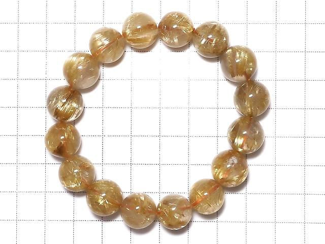 Rutilated Quartz AAAA Round 12.5mm 1strand beads (Bracelet) NO.501 [One of a kind]