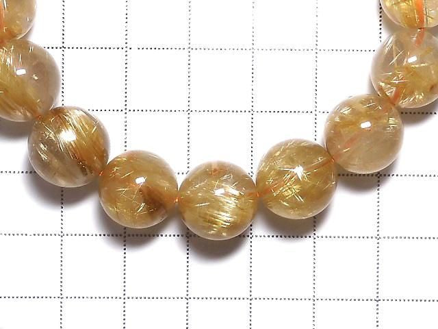Rutilated Quartz AAAA Round 12.5mm 1strand beads (Bracelet) NO.501 [One of a kind]