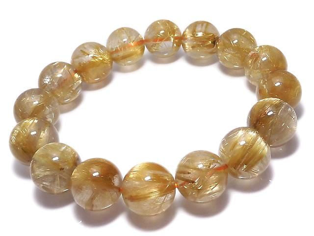 Rutilated Quartz AAAA Round 12.5mm 1strand beads (Bracelet) NO.501 [One of a kind]