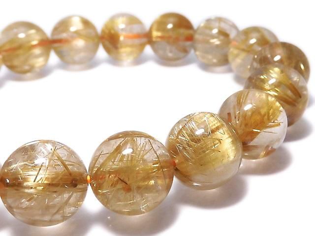 Rutilated Quartz AAAA Round 12mm 1strand beads (Bracelet) NO.502 [One of a kind]