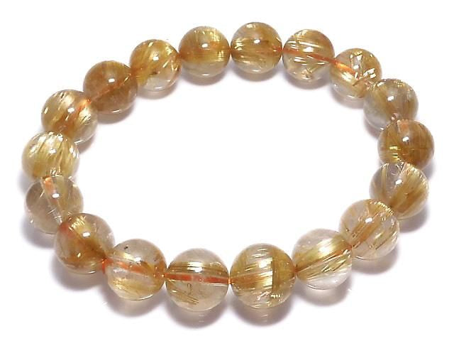 Rutilated Quartz AAAA Round 12mm 1strand beads (Bracelet) NO.502 [One of a kind]