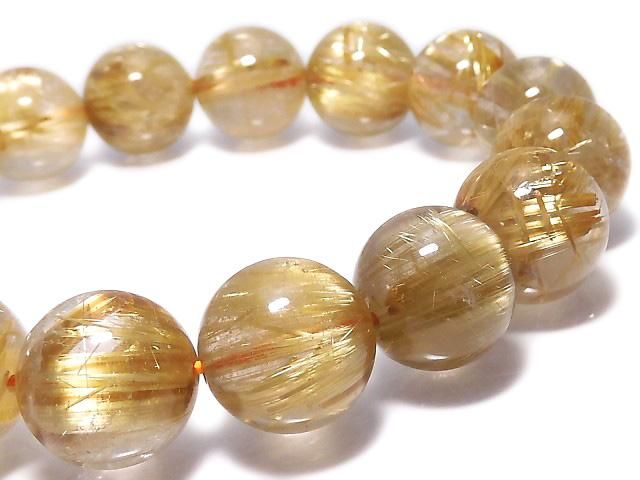 Rutilated Quartz AAAA Round 13mm 1strand beads (Bracelet) NO.503 [One of a kind]
