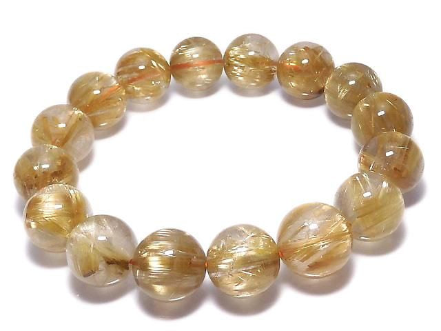 Rutilated Quartz AAAA Round 13mm 1strand beads (Bracelet) NO.503 [One of a kind]