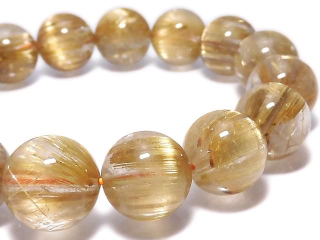 Rutilated Quartz AAAA Round 13mm 1strand beads (Bracelet) NO.504 [One of a kind]