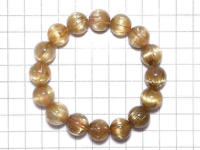 Rutilated Quartz AAAA Round 13mm 1strand beads (Bracelet) NO.504 [One of a kind]