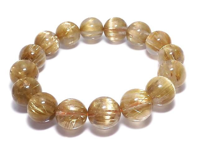 Rutilated Quartz AAAA Round 13mm 1strand beads (Bracelet) NO.504 [One of a kind]