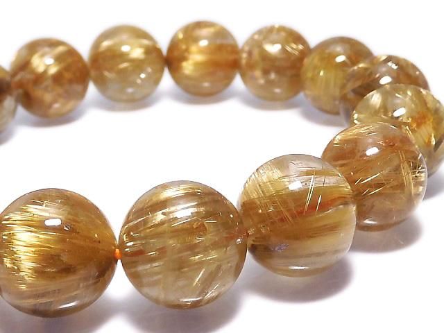 Rutilated Quartz AAAA Round 13.5mm 1strand beads (Bracelet) NO.505 [One of a kind]