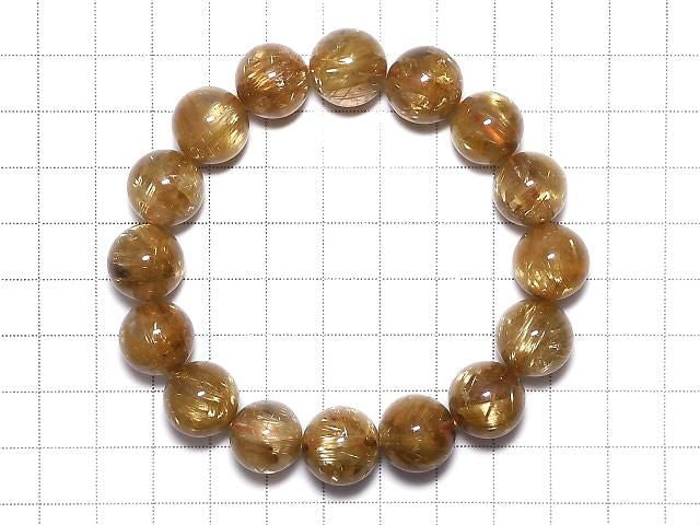 Rutilated Quartz AAAA Round 13.5mm 1strand beads (Bracelet) NO.505 [One of a kind]