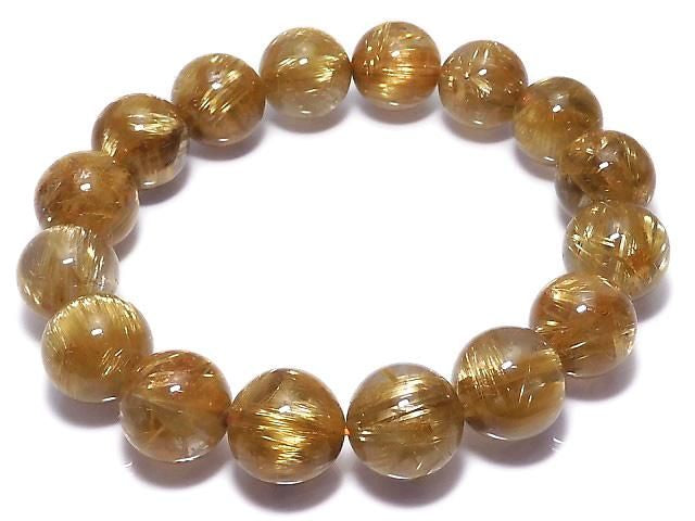 Rutilated Quartz AAAA Round 13.5mm 1strand beads (Bracelet) NO.505 [One of a kind]