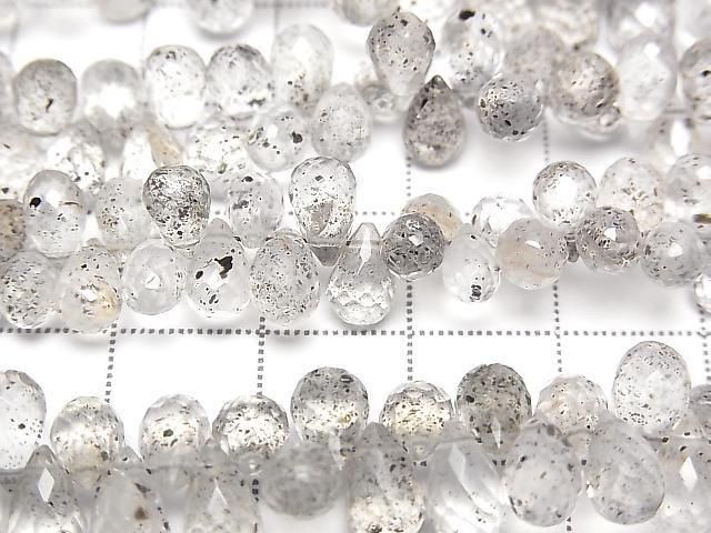 Mica in Quartz Drop Faceted Briolette Half or 1strand beads (approx. 6 inches/16 cm)