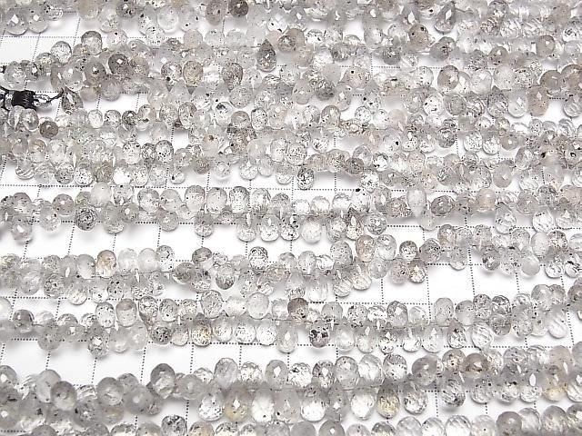Mica in Quartz Drop Faceted Briolette Half or 1strand beads (approx. 6 inches/16 cm)