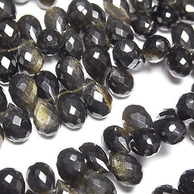 Goldener Obsidian Tropfen facettierte Briolette halb oder 1Strang Perlen (ca. 6 Zoll/16 cm)