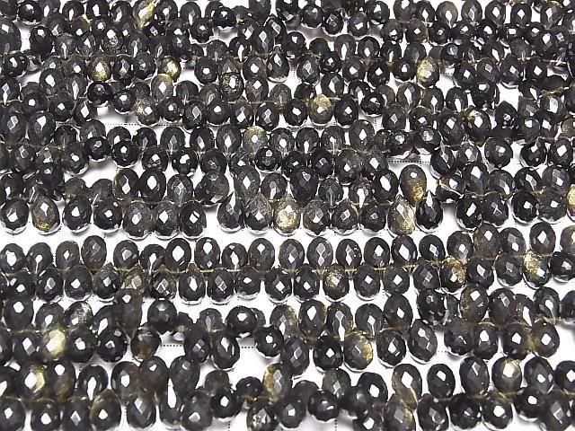 Golden Obsidian Drop Faceted Briolette half or 1strand beads (approx. 6 inches/16 cm)