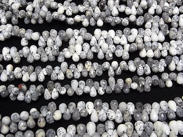Dendrite Opal Drop Faceted Briolette half or 1strand beads (aprx.7inch/17cm)