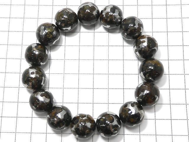 Kenyan Sericho Pallasite Meteorite Round 16mm 1strand beads (Bracelet) NO.1 [One of a kind]