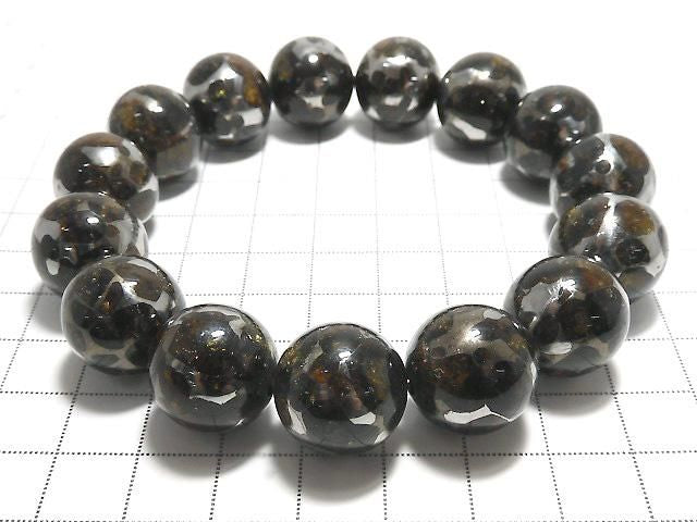 Kenyan Sericho Pallasite Meteorite Round 16mm 1strand beads (Bracelet) NO.2 [One of a kind]