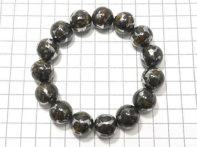 Kenyan Sericho Pallasite Meteorite Round 16mm 1strand beads (Bracelet) NO.2 [One of a kind]