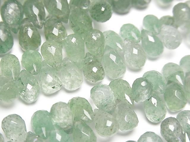 Green Aventurine Drop Faceted Briolette half or 1strand beads (approx. 6 inches/16 cm)