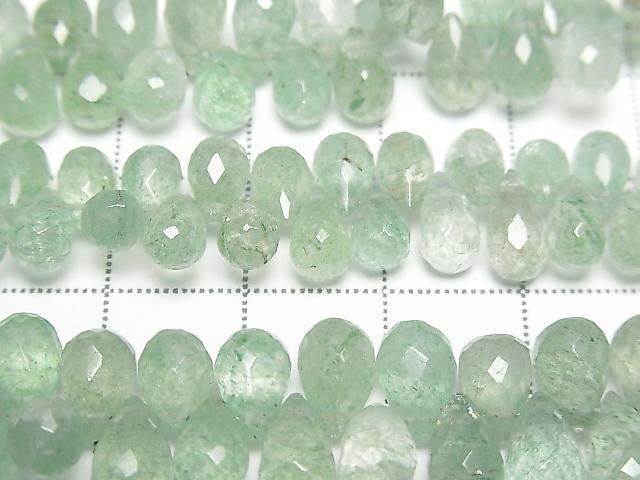 Green Aventurine Drop Faceted Briolette half or 1strand beads (approx. 6 inches/16 cm)