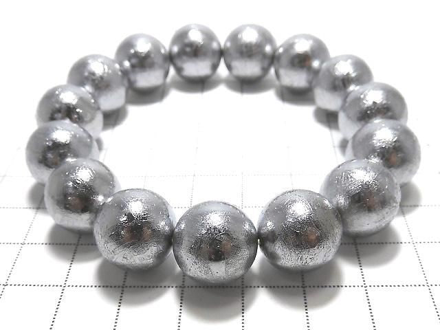 Meteorite (Altai meteorite) Round 14mm 1strand beads (Bracelet) NO.1 [One of a kind]