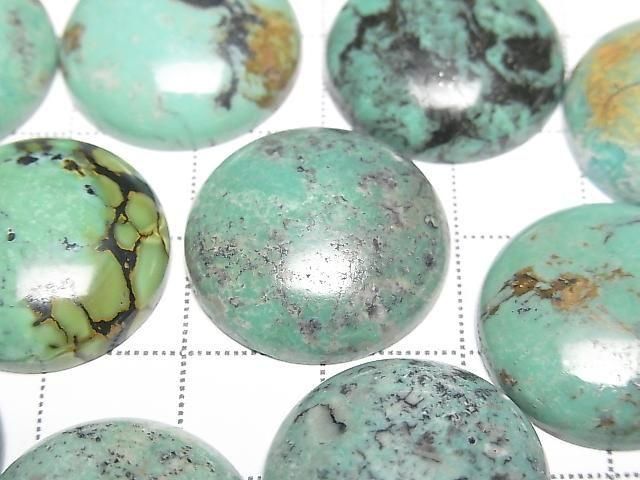 Turquoise AA++ Round Cabochon 20x20mm [Green] Patterned 1pc