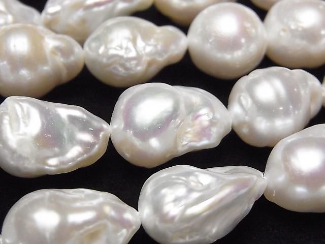 [Video] Fresh Water Pearl AAA- Baroque 13-23mm White 1strand beads (approx. 15inch/36cm)