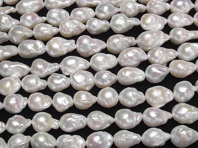 [Video] Fresh Water Pearl AAA- Baroque 13-23mm White 1strand beads (approx. 15inch/36cm)