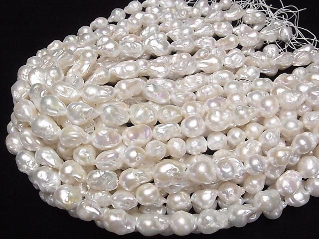 [Video] Fresh Water Pearl AAA- Baroque 13-23mm White 1strand beads (approx. 15inch/36cm)