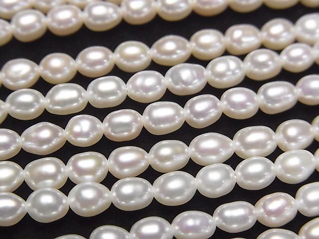 [Video] Fresh Water Pearl AA++ Rice 4.5x3.5x3.5mm White 1strand beads (approx. 15inch/37cm)