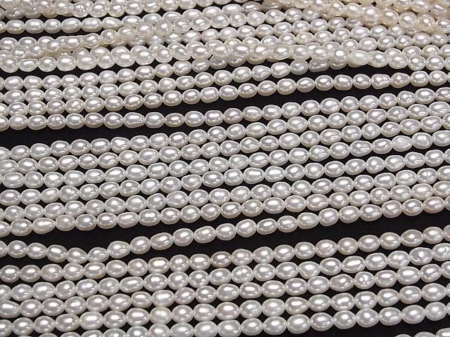 [Video] Fresh Water Pearl AA++ Rice 4.5x3.5x3.5mm White 1strand beads (approx. 15inch/37cm)
