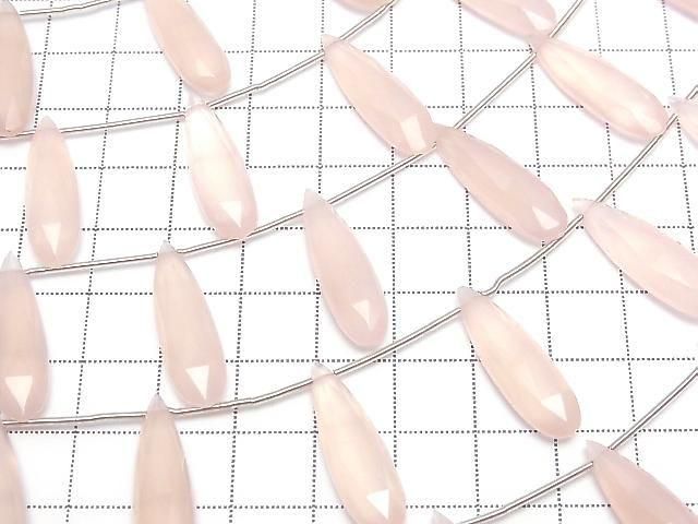 Pink Chalcedony Faceted Pear Shape 25x7mm 1 Strand (5pcs)