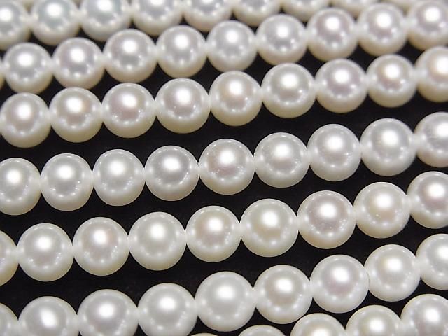 [Video] Fresh Water Pearl AAA Semi Round 4.5mm White Half or 1strand beads (approx. 15inch/37cm)