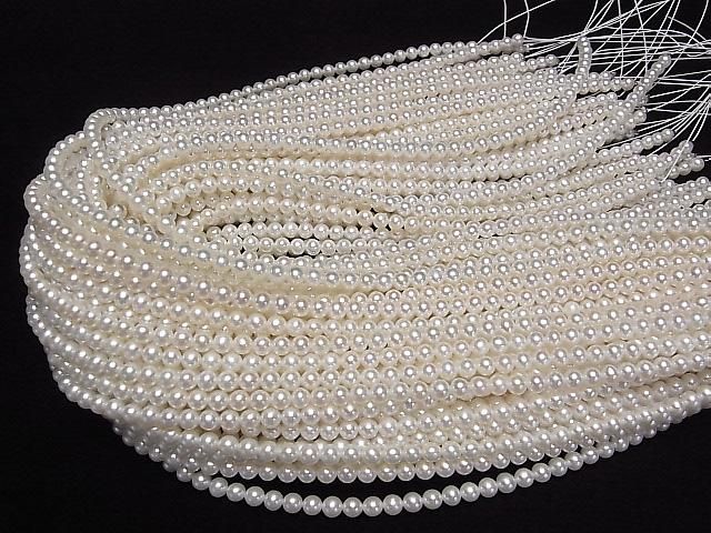 [Video] Fresh Water Pearl AAA Semi Round 4.5mm White Half or 1strand beads (approx. 15inch/37cm)